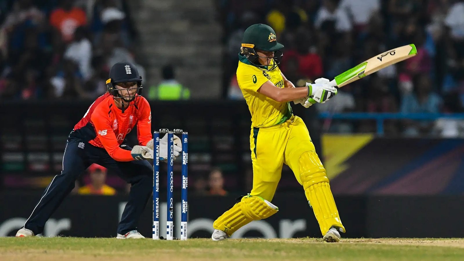 Players in action during a thrilling Women’s Cricket World Cup match, showcasing the intensity and passion of the game.