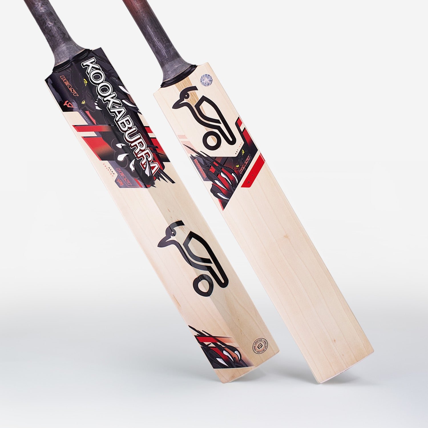 Close-up of a junior cricket bat highlighting the wood grain